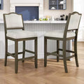 Set of 2 Counter Height Bar Stools with Rustic Design and Ergonomic Support