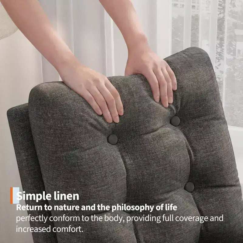 Sillón mecedora deslizante tapizado con bolsillo lateral, estructura de madera, 1 asiento, varios colores