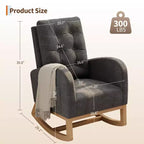 Sillón mecedora deslizante tapizado con bolsillo lateral, estructura de madera, 1 asiento, varios colores