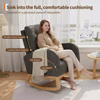 Sillón mecedora deslizante tapizado con bolsillo lateral, estructura de madera, 1 asiento, varios colores