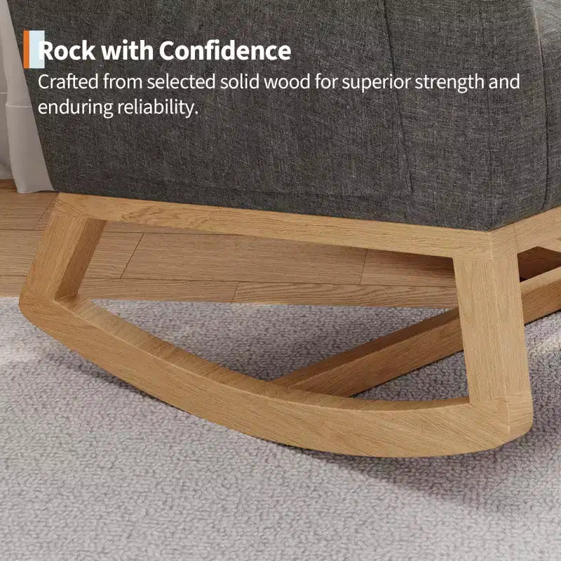 Sillón mecedora deslizante tapizado con bolsillo lateral, estructura de madera, 1 asiento, varios colores