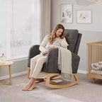 Sillón mecedora deslizante tapizado con bolsillo lateral, estructura de madera, 1 asiento, varios colores