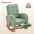 Sillón mecedora deslizante tapizado con bolsillo lateral, estructura de madera, 1 asiento, varios colores