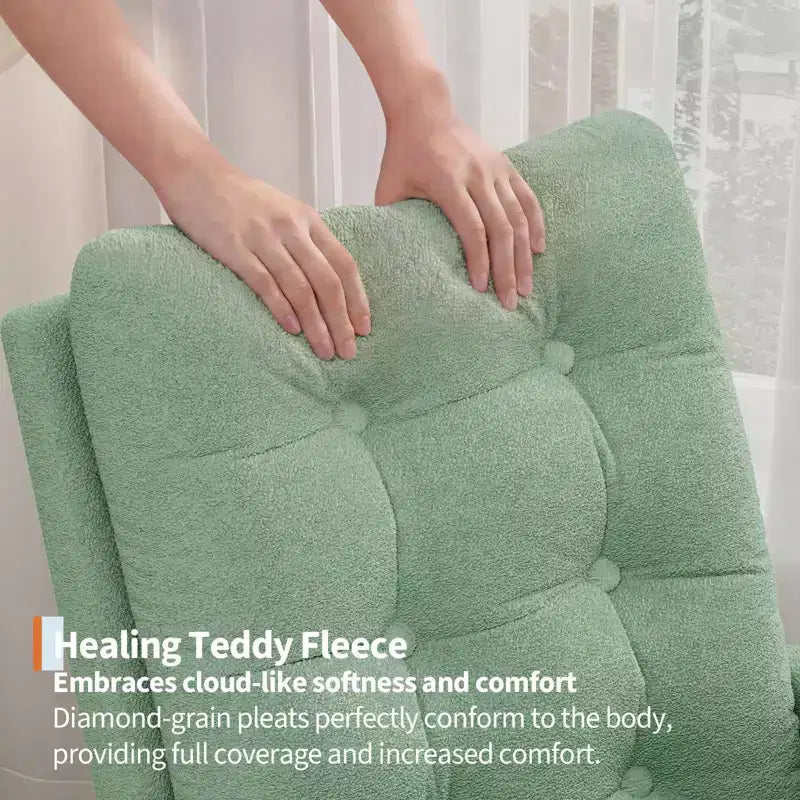 Sillón mecedora deslizante tapizado con bolsillo lateral, estructura de madera, 1 asiento, varios colores