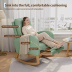 Sillón mecedora deslizante tapizado con bolsillo lateral, estructura de madera, 1 asiento, varios colores