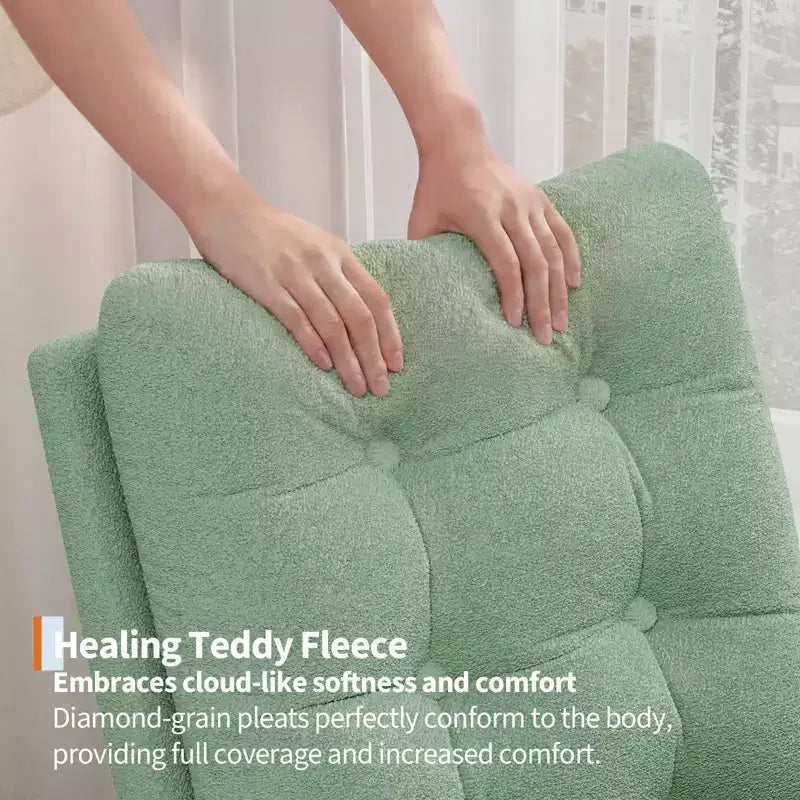 Sillón mecedora deslizante tapizado con bolsillo lateral, estructura de madera, 1 asiento, varios colores