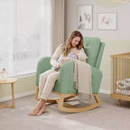 Sillón mecedora deslizante tapizado con bolsillo lateral, estructura de madera, 1 asiento, varios colores