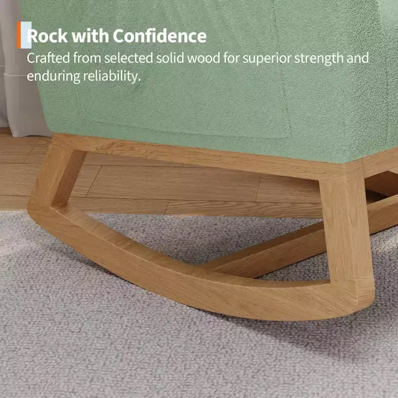 Sillón mecedora deslizante tapizado con bolsillo lateral, estructura de madera, 1 asiento, varios colores