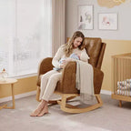 Sillón mecedora deslizante tapizado con bolsillo lateral, estructura de madera, 1 asiento, varios colores