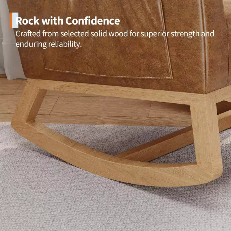 Sillón mecedora deslizante tapizado con bolsillo lateral, estructura de madera, 1 asiento, varios colores