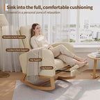Sillón mecedora deslizante tapizado con bolsillo lateral, estructura de madera, 1 asiento, varios colores
