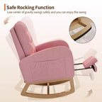 Sillón mecedora deslizante tapizado con bolsillo lateral, estructura de madera, 1 asiento, varios colores