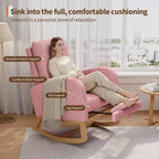 Sillón mecedora deslizante tapizado con bolsillo lateral, estructura de madera, 1 asiento, varios colores