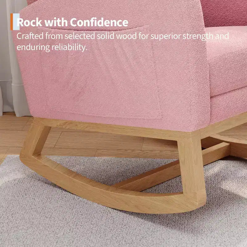 Sillón mecedora deslizante tapizado con bolsillo lateral, estructura de madera, 1 asiento, varios colores