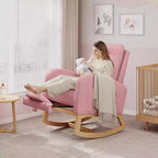 Sillón mecedora deslizante tapizado con bolsillo lateral, estructura de madera, 1 asiento, varios colores