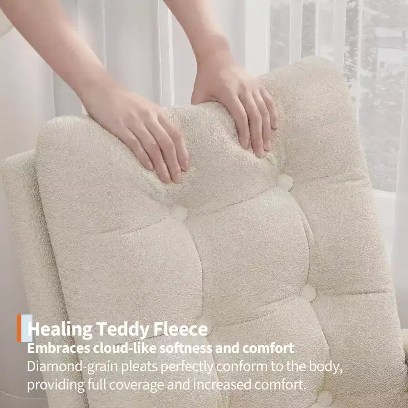 Sillón mecedora deslizante tapizado con bolsillo lateral, estructura de madera, 1 asiento, varios colores