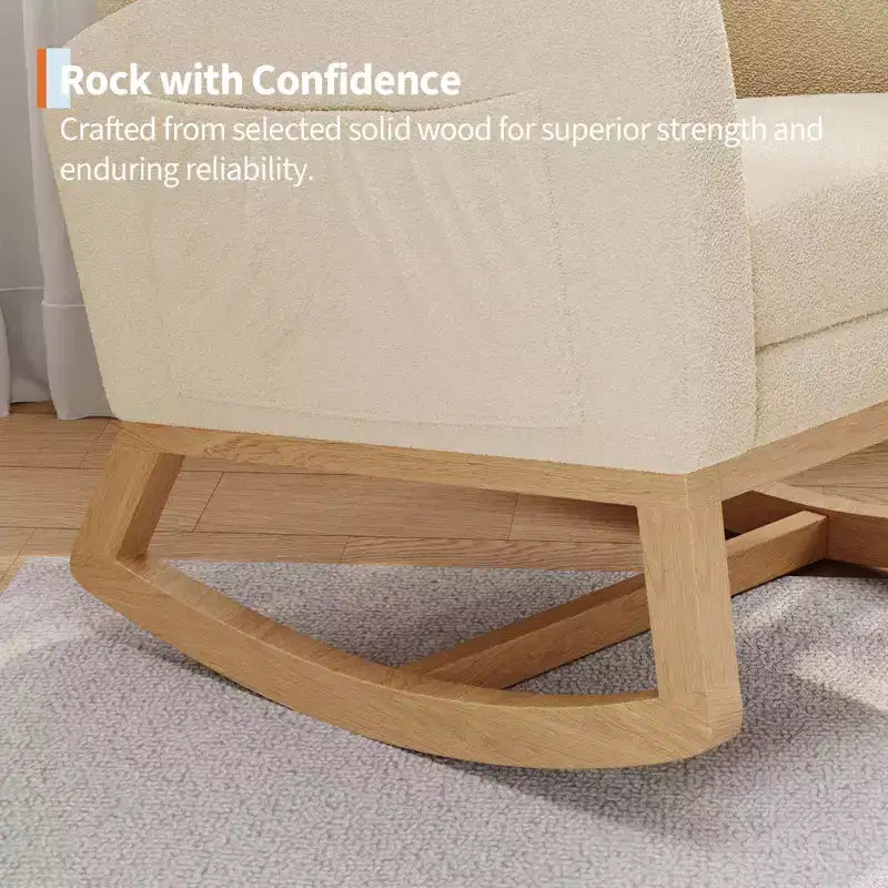 Sillón mecedora deslizante tapizado con bolsillo lateral, estructura de madera, 1 asiento, varios colores