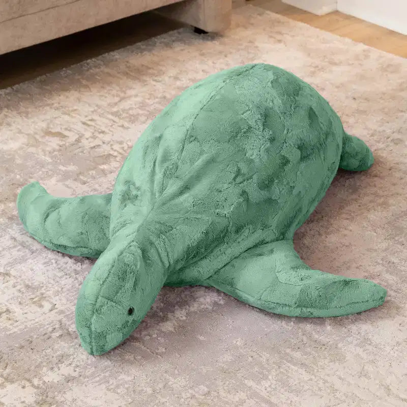 Asiento puff infantil de tortuga de piel sintética – Grande, con capacidad para 2 (varios colores)
