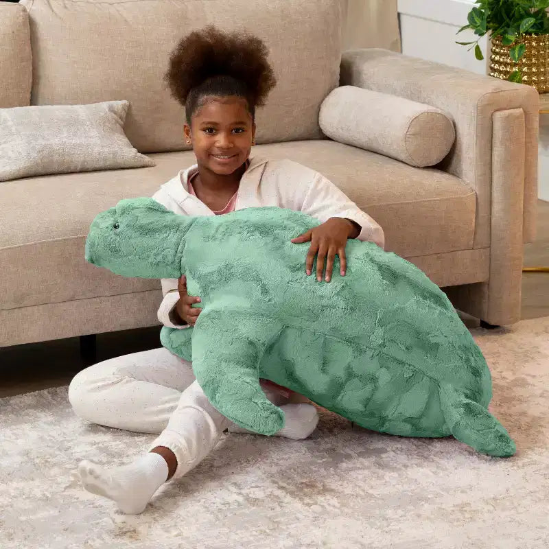 Asiento puff infantil de tortuga de piel sintética – Grande, con capacidad para 2 (varios colores)