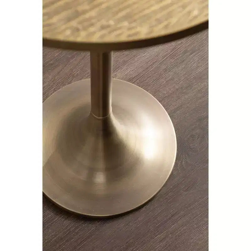 Mesa auxiliar redonda de metal, color negro y dorado, para 1 persona
