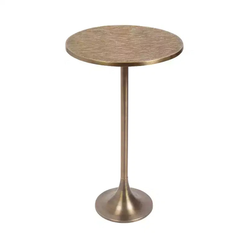 Mesa auxiliar redonda de metal, color negro y dorado, para 1 persona