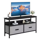 Mueble de TV apto para televisores de 32 a 55 pulgadas - 2 cajones de tela, pequeño mueble multimedia con compartimento abierto y patas ajustables para dormitorio o sala de estar