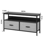 Mueble de TV apto para televisores de 32 a 55 pulgadas - 2 cajones de tela, pequeño mueble multimedia con compartimento abierto y patas ajustables para dormitorio o sala de estar