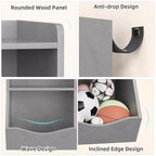Librería de madera de 7 cubículos para niños, marrón/gris/blanco con cajones, juego de 2