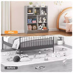 Librería de madera de 7 cubículos para niños, marrón/gris/blanco con cajones, juego de 2
