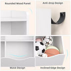 Librería de madera de 7 cubículos para niños, marrón/gris/blanco con cajones, juego de 2