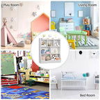 Librería de madera de 7 cubículos para niños, marrón/gris/blanco con cajones, juego de 2