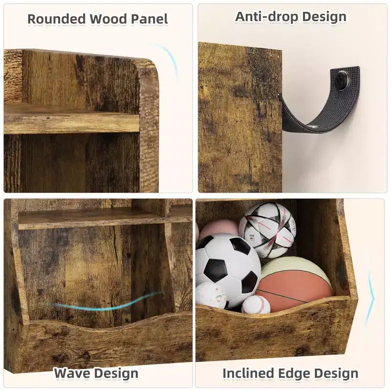 Librería de madera de 7 cubículos para niños, marrón/gris/blanco con cajones, juego de 2