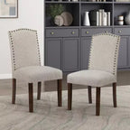 Silla de comedor moderna clásica sin brazos gris / topo, respaldo alto, juego de 2