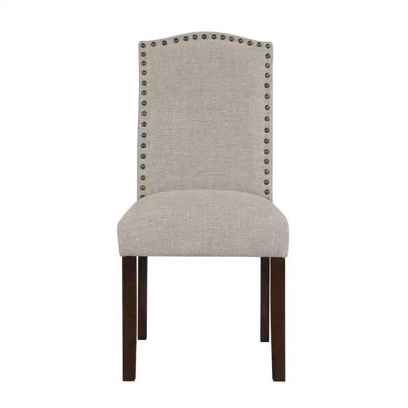Silla de comedor moderna clásica sin brazos gris / topo, respaldo alto, juego de 2