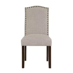 Silla de comedor moderna clásica sin brazos gris / topo, respaldo alto, juego de 2