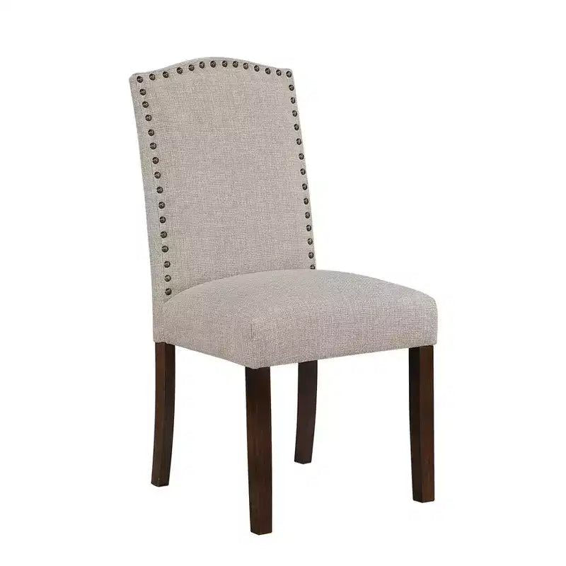 Silla de comedor moderna clásica sin brazos gris / topo, respaldo alto, juego de 2