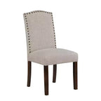 Silla de comedor moderna clásica sin brazos gris / topo, respaldo alto, juego de 2