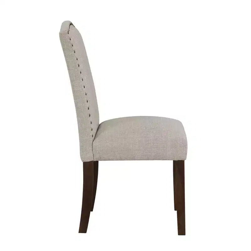 Silla de comedor moderna clásica sin brazos gris / topo, respaldo alto, juego de 2