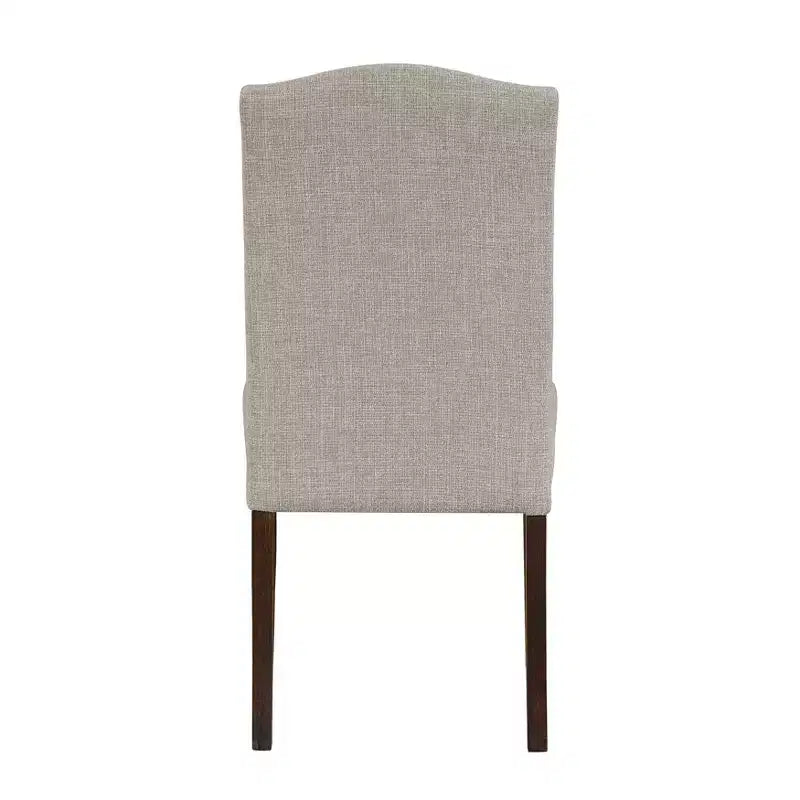 Silla de comedor moderna clásica sin brazos gris / topo, respaldo alto, juego de 2