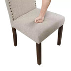 Silla de comedor moderna clásica sin brazos gris / topo, respaldo alto, juego de 2