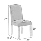 Silla de comedor moderna clásica sin brazos gris / topo, respaldo alto, juego de 2