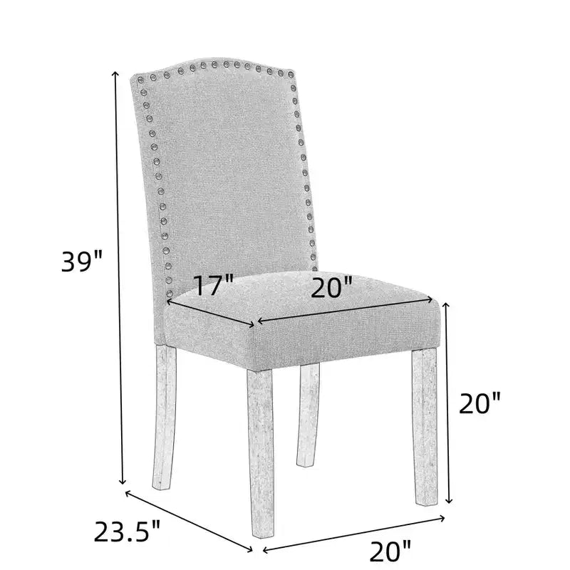 Silla de comedor moderna clásica sin brazos gris / topo, respaldo alto, juego de 2