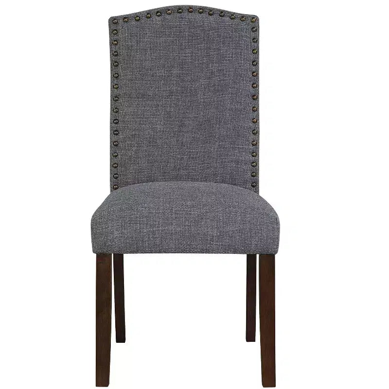 Silla de comedor moderna clásica sin brazos gris / topo, respaldo alto, juego de 2
