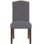 Silla de comedor moderna clásica sin brazos gris / topo, respaldo alto, juego de 2