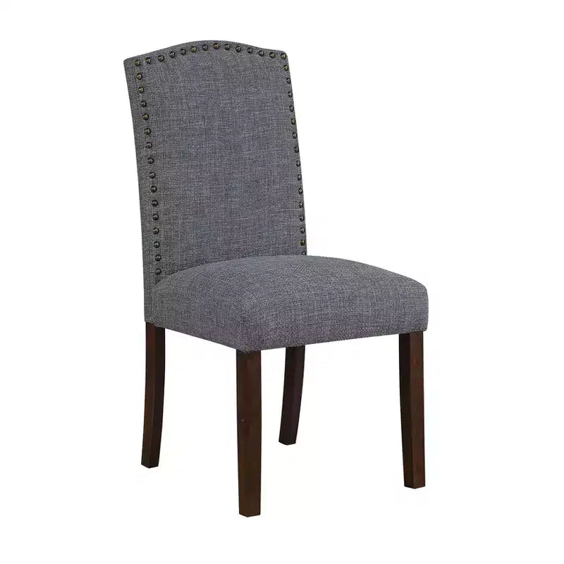 Silla de comedor moderna clásica sin brazos gris / topo, respaldo alto, juego de 2
