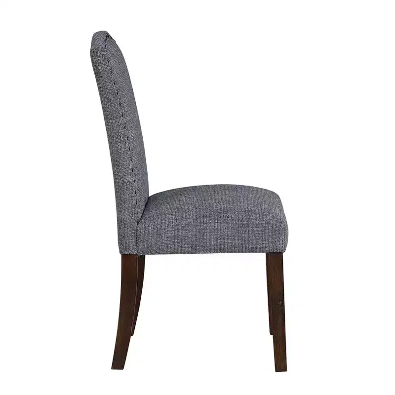 Silla de comedor moderna clásica sin brazos gris / topo, respaldo alto, juego de 2