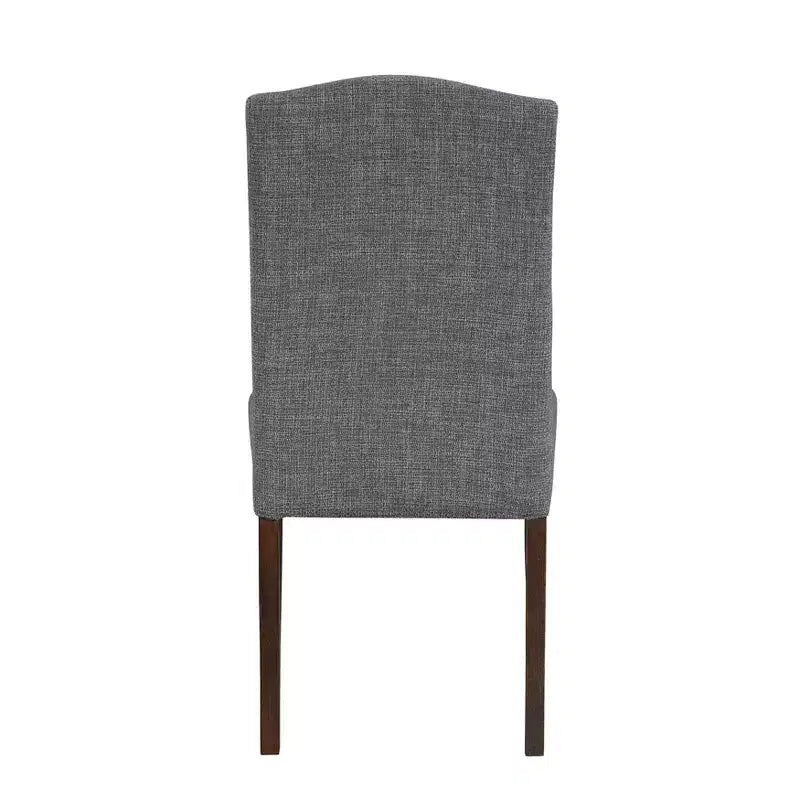 Silla de comedor moderna clásica sin brazos gris / topo, respaldo alto, juego de 2