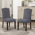GDFStudio Bennett Modern Classic Wood Upholstered Dining Chairs with Textured Fabric Seat Back and Nailhead Trim (Set of 2)