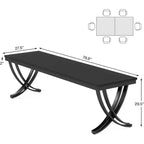 Mesa de comedor rectangular negra, estilo rústico, capacidad para 4 a 6 personas