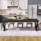 Mesa de comedor rectangular negra, estilo rústico, capacidad para 4 a 6 personas